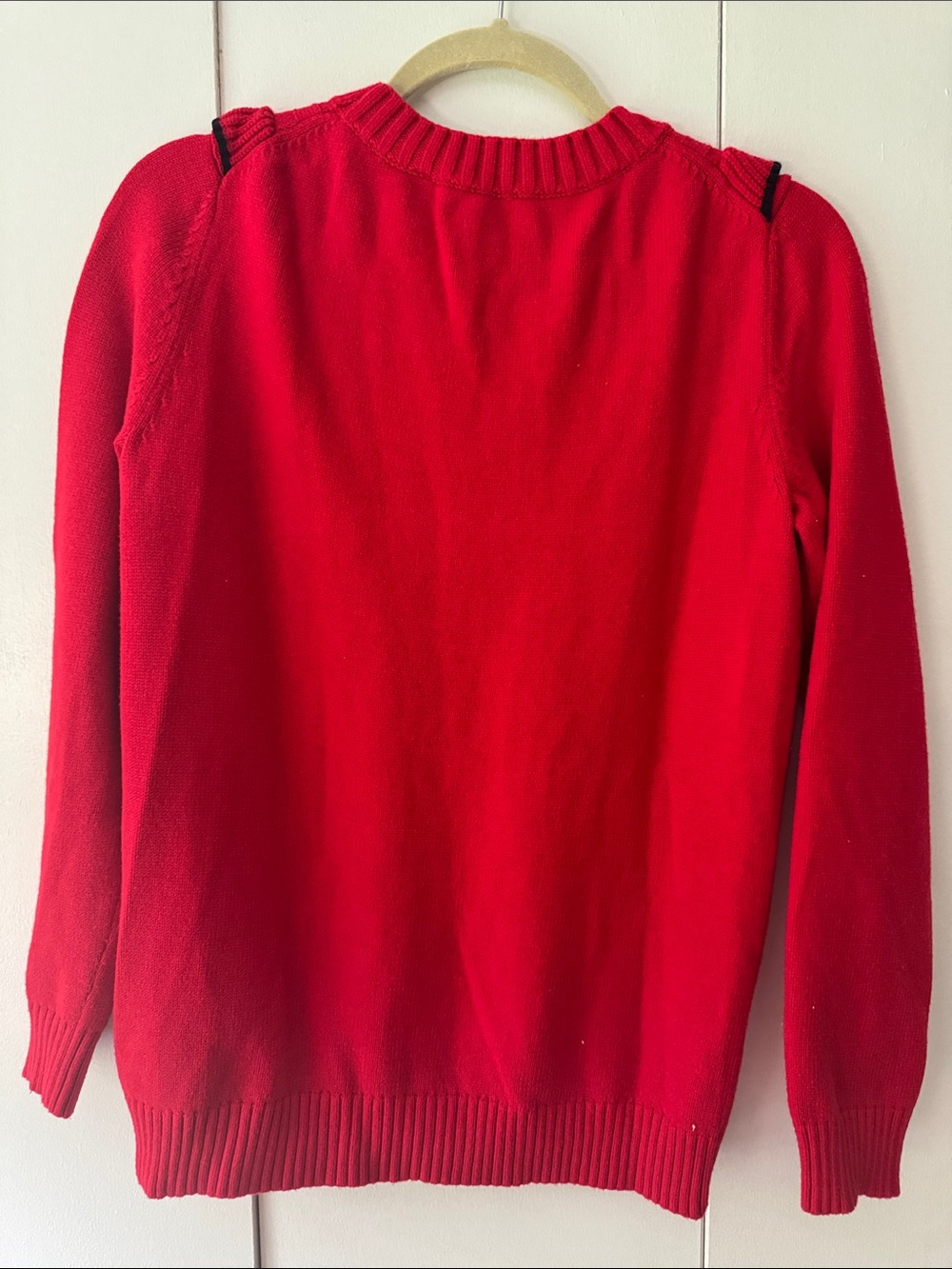 Draper James Red Cable-Knit Sweater with Black-Trim Ruffle - Picture 4 of 4